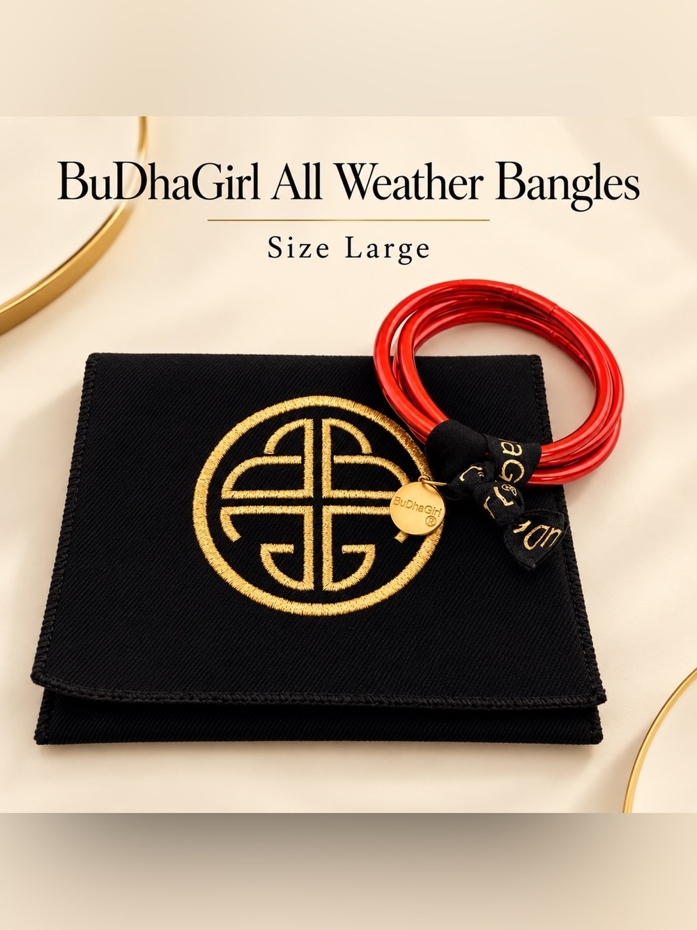 BuDhaGirl Red All-Weather Bangle Bracelet with Black Accent